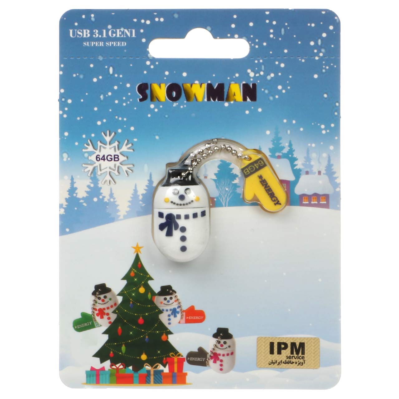 X-ENERGY SNOWMAN USB3.1 Flash Memory - 64GB عروسکی (گارانتی مادام العمرآویژه)